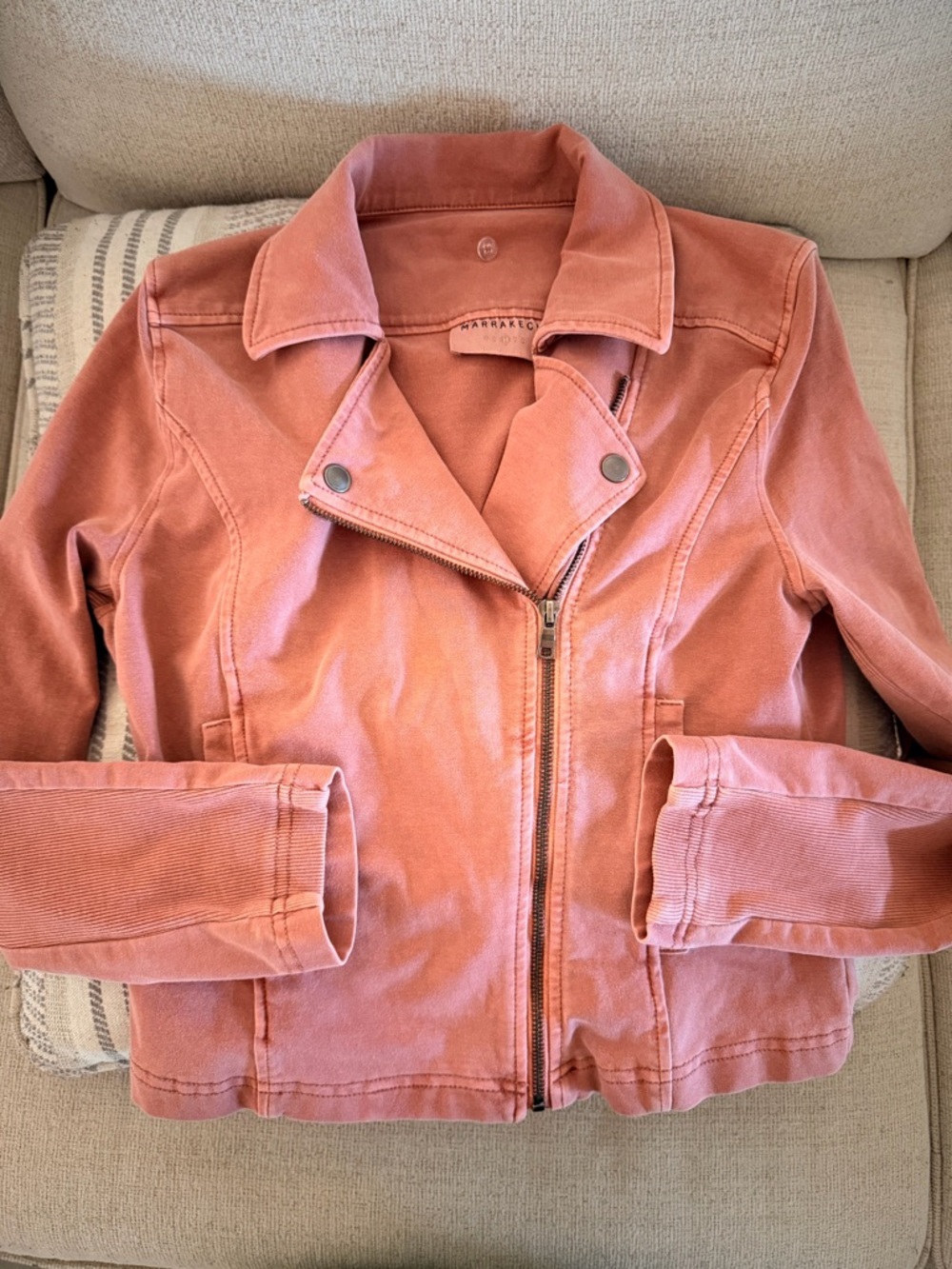 Marrakech | Pink Cotton Moto Jacket